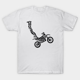 Motocross Jump Freestyle Sketch Art T-Shirt